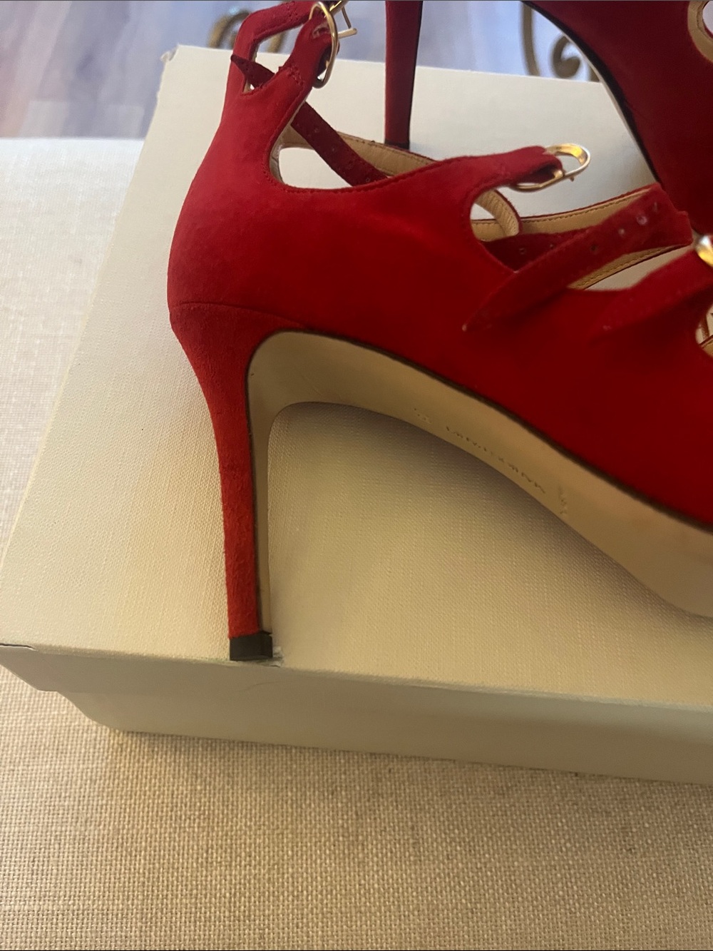 Marion Parke Mitchell Suede Heels in Classic Red - Picture 12 of 14